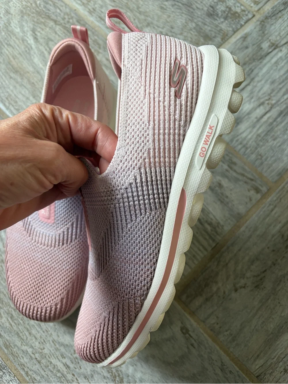 Skechers GOwalk Knit Slip-On Walking Shoes - Pink 7